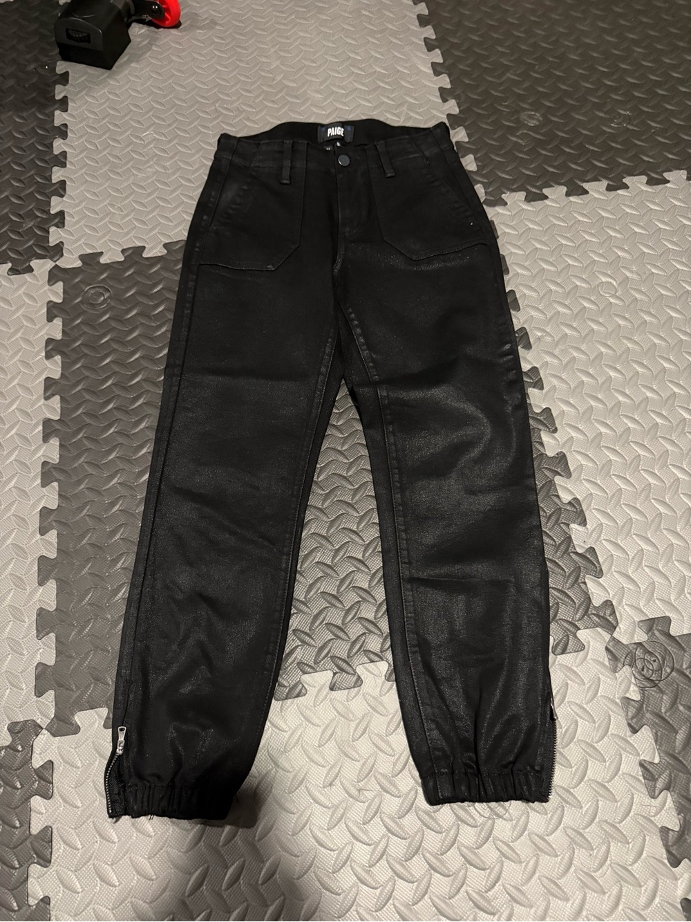 PAIGE Black Coated Jogger Jeans